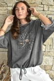 Rustic Nature Linen Blend Hippie Shake Hoodie Washed Charcoal